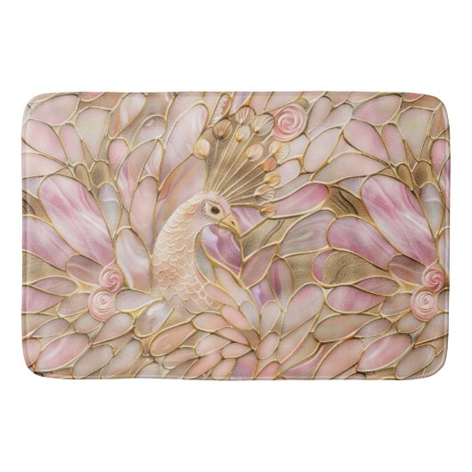 Tapis De Bain Glam Gold Chic Pink Peacock (Devant)