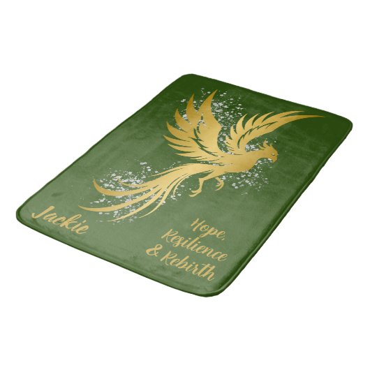 Tapis De Bain Glam Gold Phoenix Silver Parties scintillant Monog (Angle)