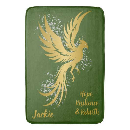 Tapis De Bain Glam Gold Phoenix Silver Parties scintillant Monog (devant Vertical)
