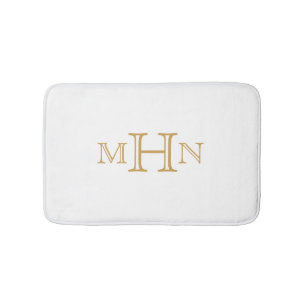 Tapis De Bain Glam gothique   Mat   Monogramme   Blanc
