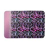Tapis De Bain Glam Leopard rose et violet Monogramme (Devant)