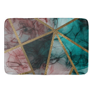 Tapis De Bain Glam Rust Blush Sarcelle & Or Chic Moderne Éléganc