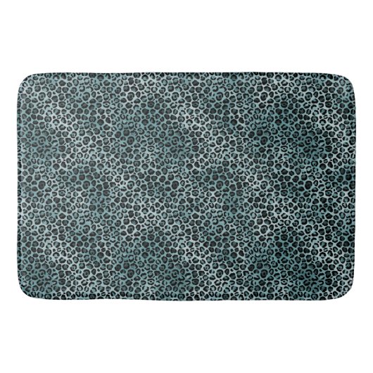 Tapis De Bain Glam Turquoise Turquoise Blue Empreinte de léopard (Devant)