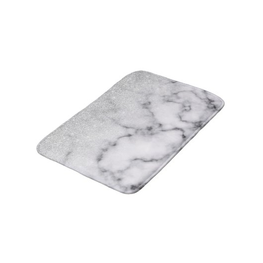 Tapis De Bain Glamorous Silver White Glitter Marble Gradient (Angle)