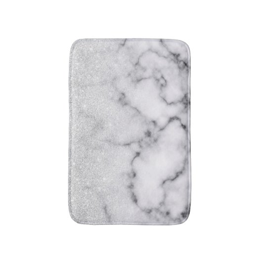 Tapis De Bain Glamorous Silver White Glitter Marble Gradient (Devant (Vertical))