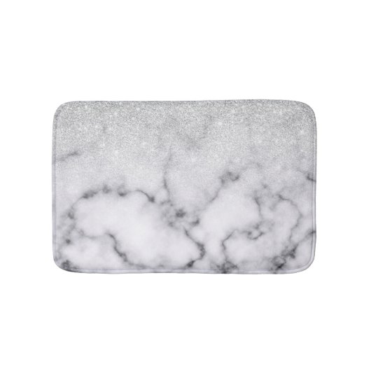 Tapis De Bain Glamorous Silver White Glitter Marble Gradient (Devant)
