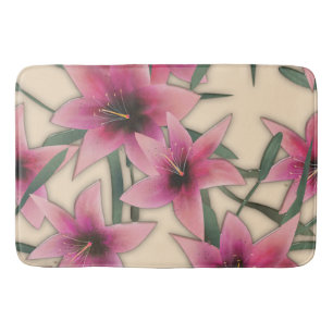 Tapis De Bain Glass tile 3D liquide lily flowers bloom