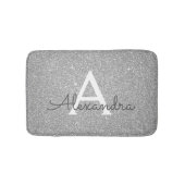 Tapis De Bain Glitter Argent Étincelle Monogramme Mat de bain (Devant)