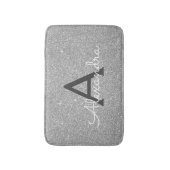 Tapis De Bain Glitter Argent Étincelle Monogramme Mat de bain (Devant (Vertical))