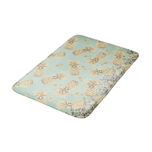 Tapis De Bain Glitterie amusante Ananas d'or (Angle)