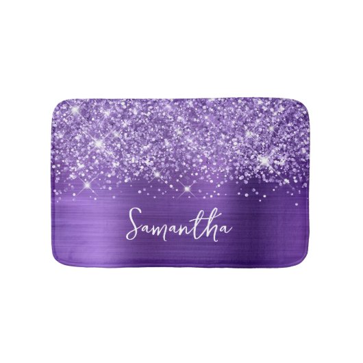 Tapis De Bain Glittery Amethyst Purple Glam Nom (Devant)