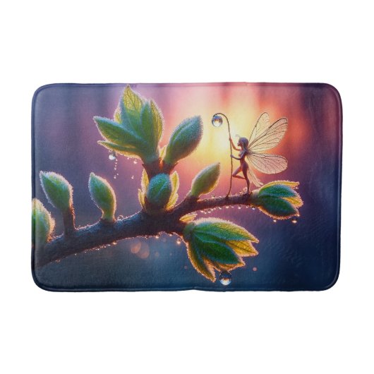 Tapis De Bain Glowing sunrise background with winged creature (Devant)