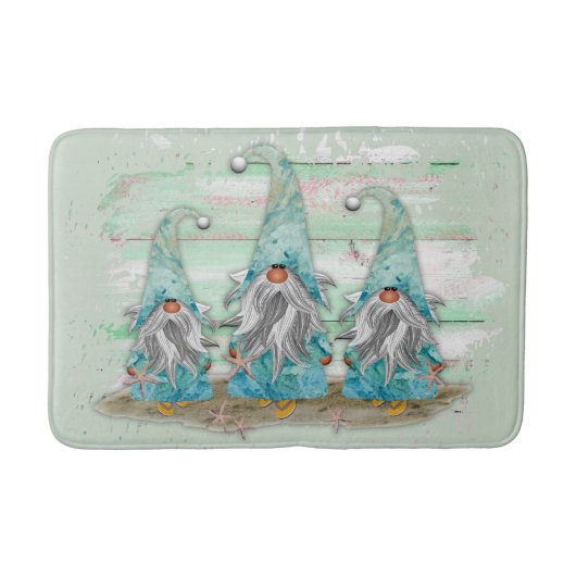 Tapis De Bain Gnomes de la plage de couleur d'eau bleu tropical (Devant)