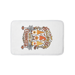 Tapis De Bain Gnomes d'Halloween Citrouille Toile d'Araignée Cha