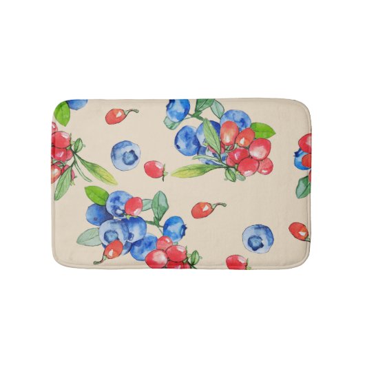 Tapis De Bain Goji, bleuet : aquarelle motif. (Devant)