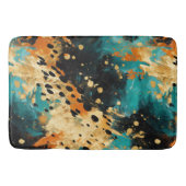 Tapis De Bain Gold Black Aqua Orange Leopard Abstrait (Devant)