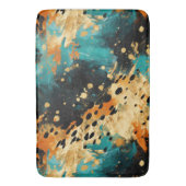 Tapis De Bain Gold Black Aqua Orange Leopard Abstrait (devant Vertical)
