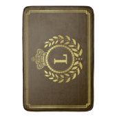 Tapis De Bain Gold Brown Laurel Wreath Crown Royal Monogramme (devant Vertical)