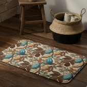 Tapis De Bain Gold Brown Turquoise Cacao Pattern