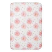 Tapis De Bain Gold Confetti Roses d'aquarelle rose (devant Vertical)