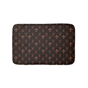 Tapis De Bain Gold Fleur De Lis noir et rose