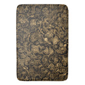 Tapis De Bain Gold Floral Baroque Pattern on Black (devant Vertical)