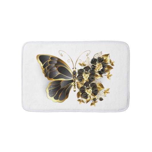 Tapis De Bain Gold flower Butterfly with Black Orchid (Devant)