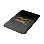 Tapis De Bain Gold Initial/Prénom/Famille Sur Noir (Angle)