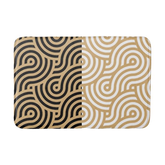 Tapis De Bain Gold Sea Ocean Waves Outlines Motif (Devant)
