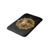 Tapis De Bain Golden Boho Mandala Mountain Sunset Art | Black (Angle)