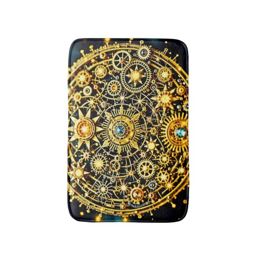 Tapis De Bain Golden Clockwork Celestial Art (Devant (Vertical))