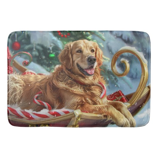 Tapis De Bain Golden Retriever Chien Festif de Noël (Devant)