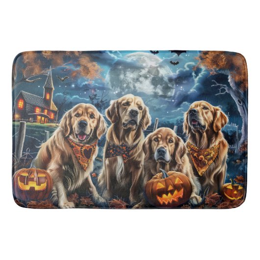 Tapis De Bain Golden Retriever Halloween Éffrayant (Devant)