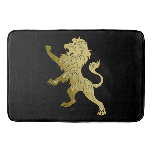 Tapis De Bain Golden Royal Lion on Black Félicitations Date (Devant)