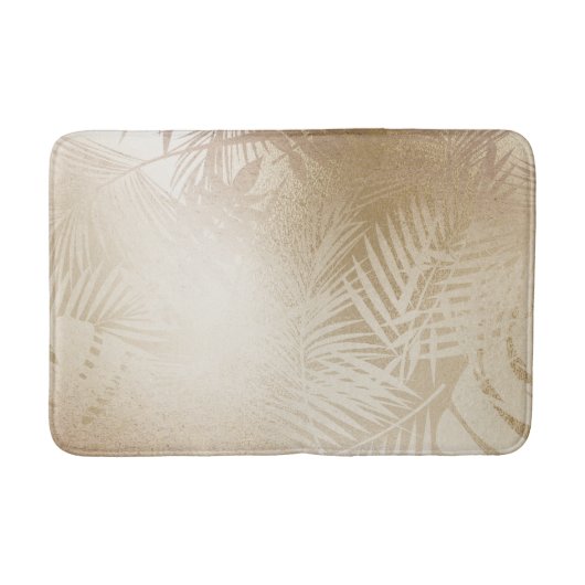 Tapis De Bain Golden Shine Botanique Tropical Palm Tree Feuilles (Devant)