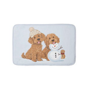 Tapis De Bain Goldendoodle Chien Bonhomme de Neige Vacances d'Hi