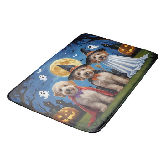 Tapis De Bain Goldendoodle Chiens Citrouille Halloween Funny (Angle)