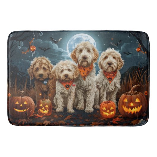 Tapis De Bain Goldendoodle Halloween Éffrayant (Devant)
