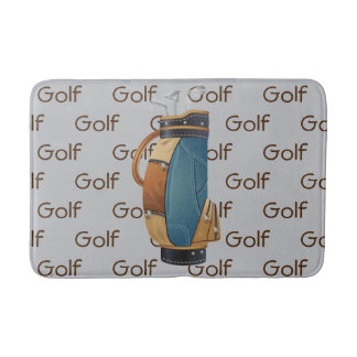 Tapis De Bain Golf Clubs Bag Tiled Text Design 