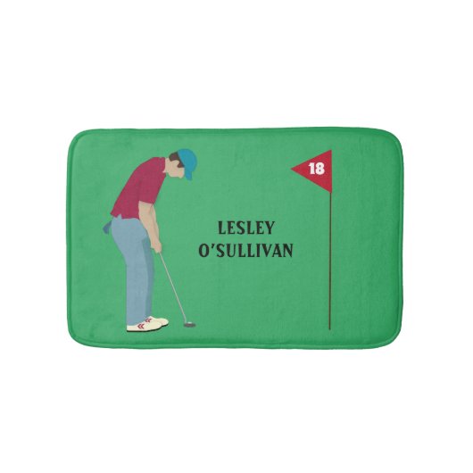 Tapis De Bain Golfer Putting Ball Thème Vert (Devant)