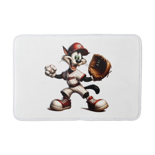 Tapis De Bain Goofy Cat Baseball Pitcher Monte (Devant)