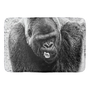 Tapis De Bain Gorille masculin de Silverback de plaine, noir et