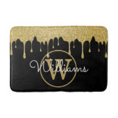 Tapis De Bain Gouttes de paillettes dorées Monogramme Écriture é (Devant)