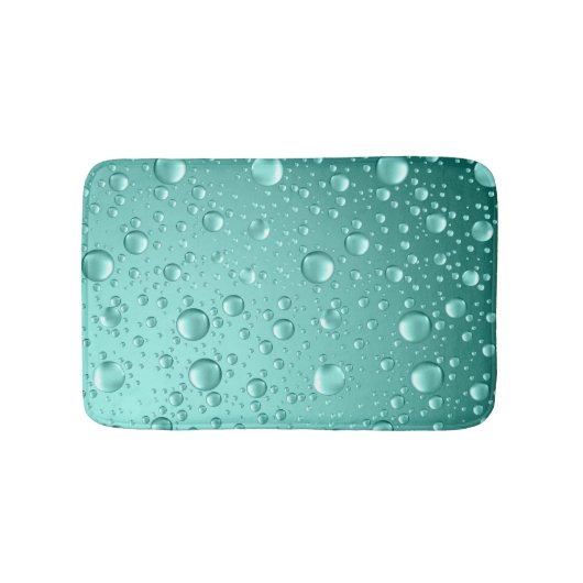 Tapis De Bain Gouttes de pluie Abstraite Turquoise-verte métalli (Devant)