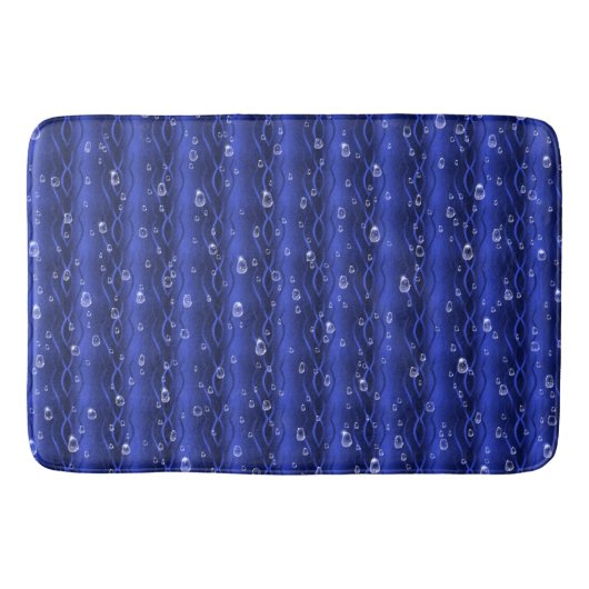 Tapis De Bain gouttes de pluie sur le métal bleu (Devant)