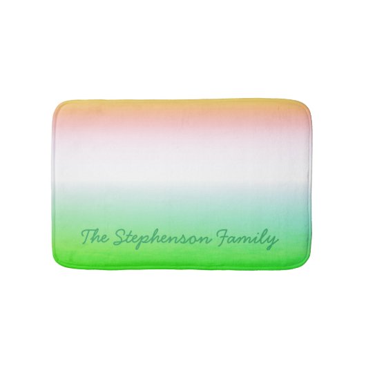 Tapis De Bain Gradient vert minty à blanc avec script vert (Devant)