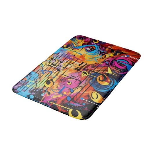 Tapis De Bain Graffiti Notes musicales Bath Mat (Angle)