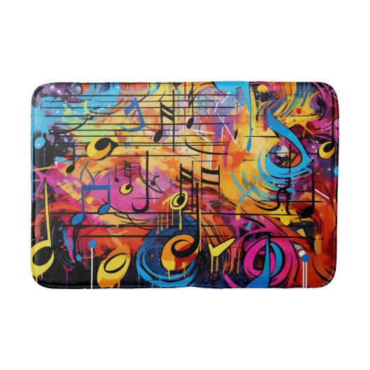 Tapis De Bain Graffiti Notes musicales Bath Mat (Devant)