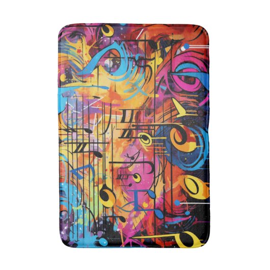 Tapis De Bain Graffiti Notes musicales Bath Mat (Devant (Vertical))