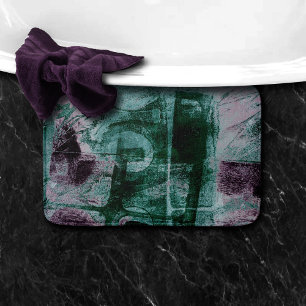 Tapis De Bain Graffiti peint Grunge Moody Plum Purple Green